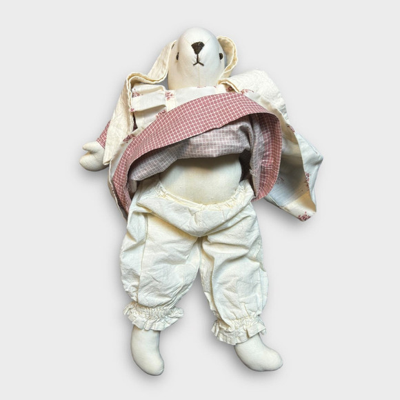 Vintage Handmade Easter Bunnies Rabbits Animals Primitive Country With Dress - Picture 5 of 13